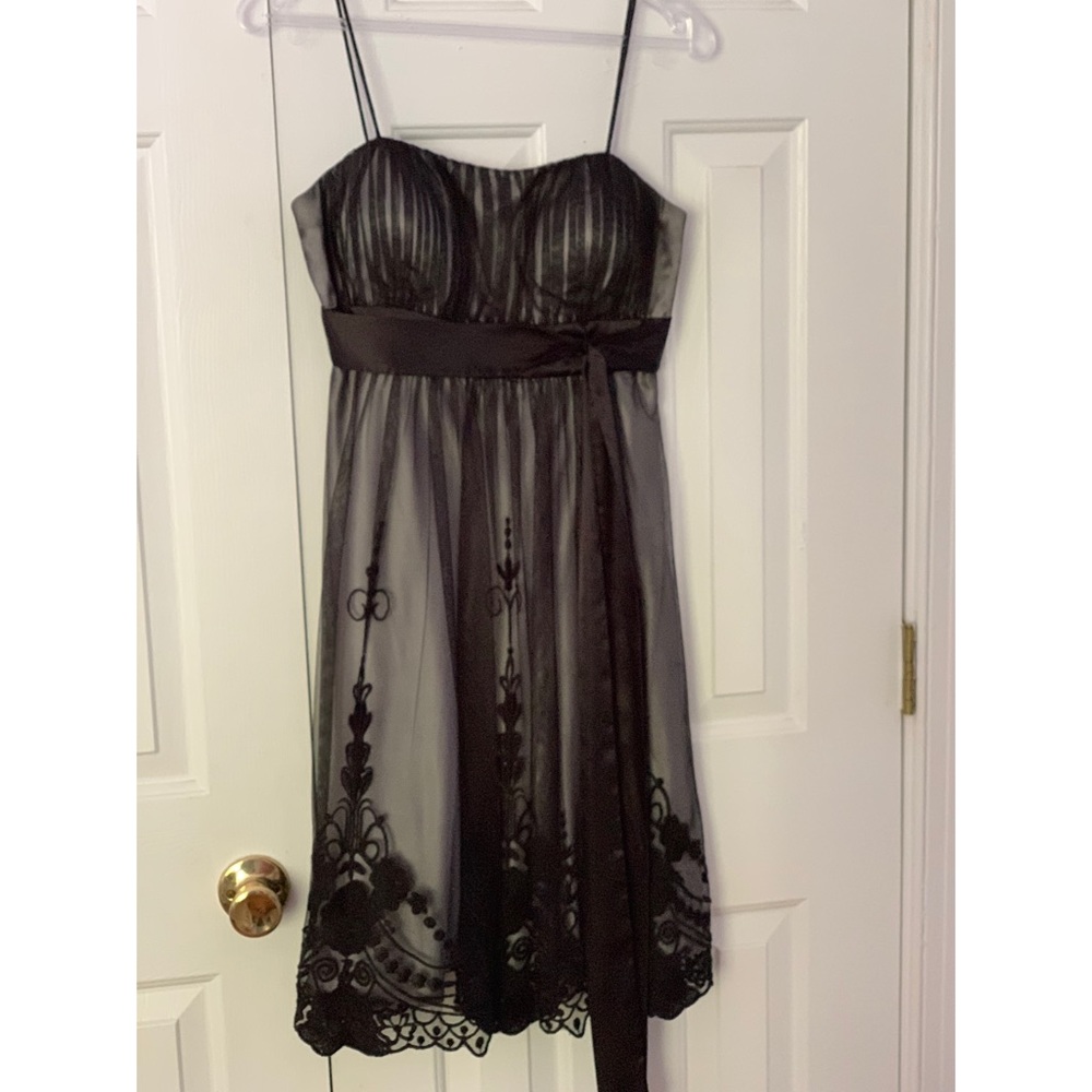 Special Occassion Dress Silver with Black Overlay
